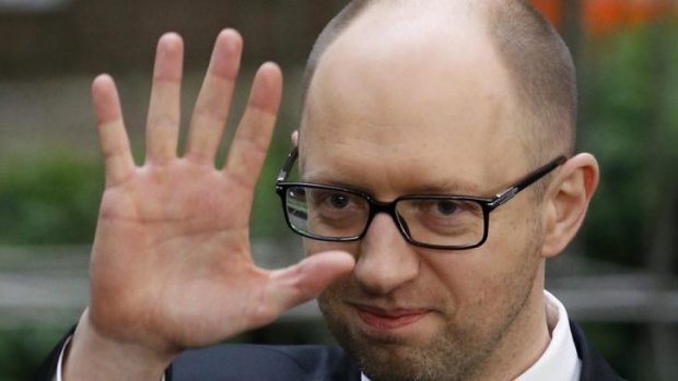 Moving to the West ... Ukraine's Interim Prime Minister Arseniy Yatsenyuk after signing a political association agreement with the European Union.