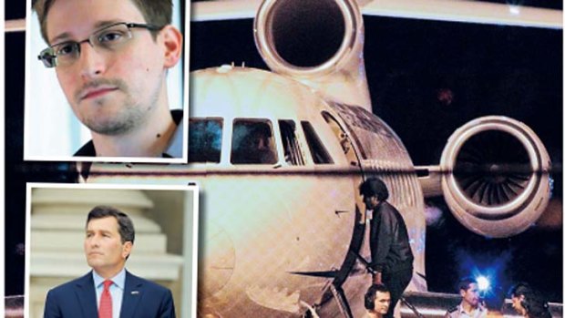Winging it: (Clockwise from top left) Edward Snowden; Bolivian president Evo Morales boards the presidential plane; US ambassador Charles Rivkin.