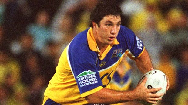 Hindy-sight ... Eels stalwart Nathan Hindmarsh on the burst as a fresh-faced Eel soon after making his first-grade debut.