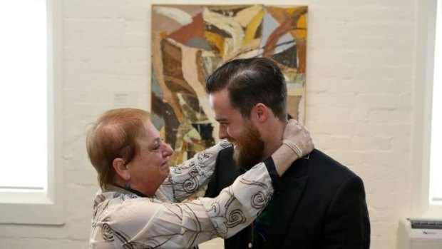 Proud: James Drinkwater and mum Michelle celebrate his winning the 2014 Brett Whiteley Travelling Arts Scholarship. 