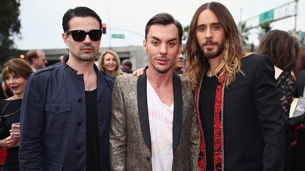 Borderline terrible ... 30 Seconds to Mars musicians (L-R) Tomo Milicevic, Shannon Leto and actor-singer Jared Leto.