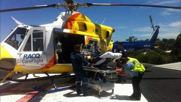 A man in his 40s is flown to Toowoomba Base Hospital after a suspected funnel-web spider bite. Photo: RACQ CareFlight.
