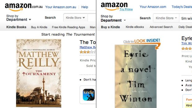 Regional differences: Amazon.com.au, left, and Amazon.com.