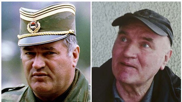 Radko Mladic in 1993 and after his arrest on May 26.