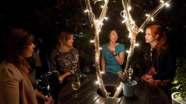 Bitten by the travel bug: (From left) Julie Kavanagh, Lucy Strike, Emily Markwell and Freya Powell mull life over a drink at The Winery, Surry Hills.