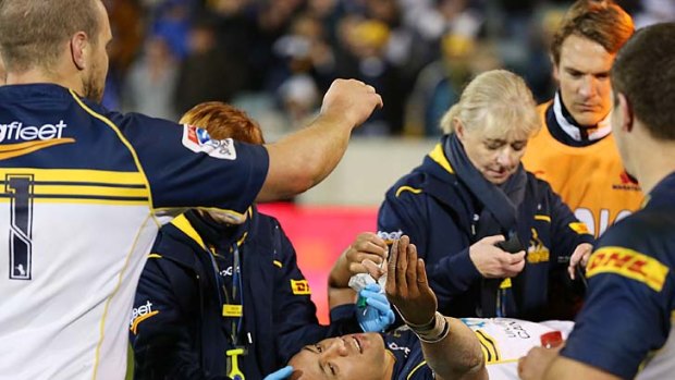 Broken Brumby &#8230; Christian Lealiifano joined the wounded with an agonising ankle break at Canberra Stadium early this month.