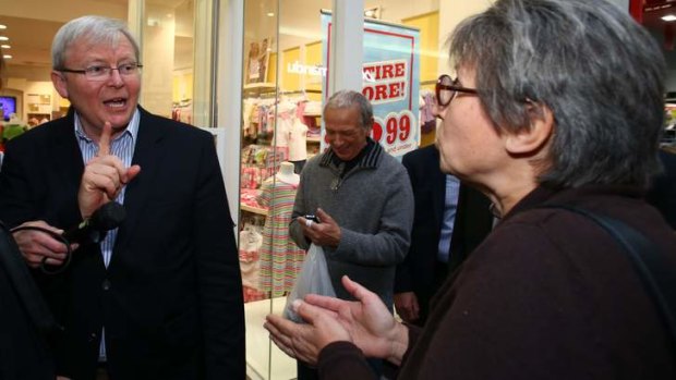 Prime Minister Kevin Rudd in Westfield Penrith on Friday.