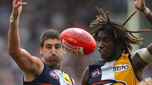 Dean Cox and Nic Naitanui - at a combined 404 centimetres, the AFL's tallest challenge.