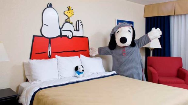 Knotts Berry Farm Hotel provides a Snoopy tuck-in service.