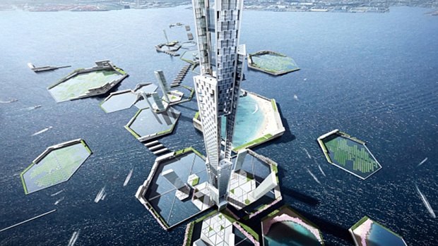 The tower will be surrounded by islands forming part of the Next Tokyo development.