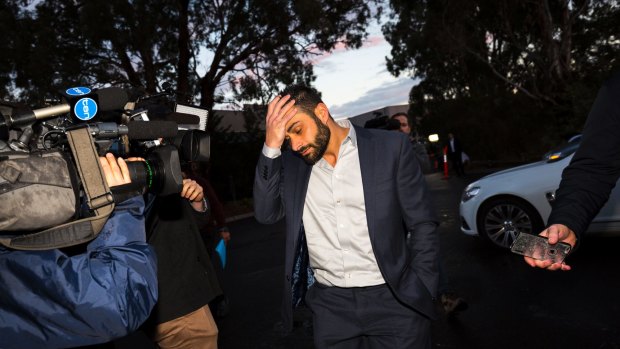Ali Fahour arrives at the Northern Football League tribunal.