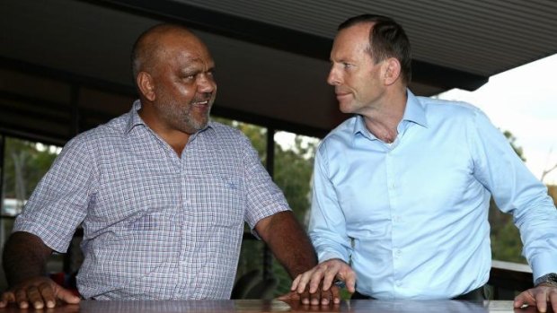 Prime Minister Tony Abbott meets with Noel Pearson, Chairman of the Cape York Group, during his visit to North East Arnhem Land.