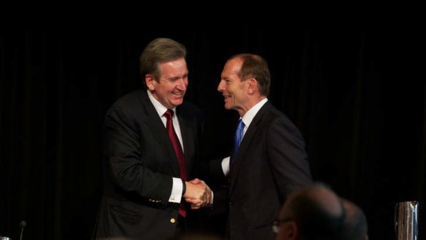 On good terms: Premier Barry O'Farrell has expressed praise for Prime Minister Tony Abbott after he restored education funding to NSW.