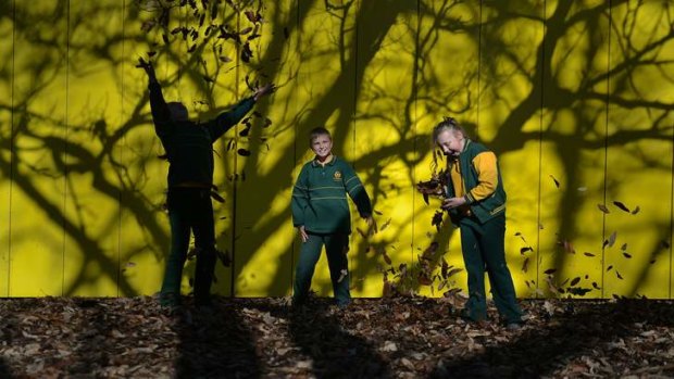 Students from Templeton Primary school enjoy the park land outside the Melbourne museum.