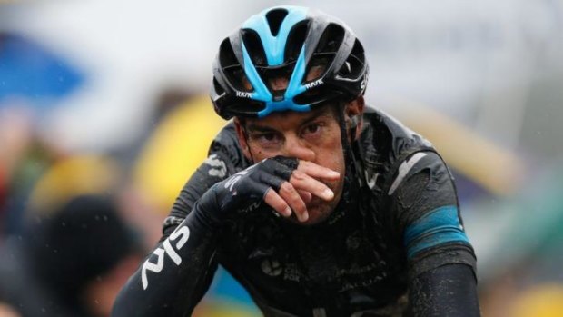 Mud soaked: Richie Porte finishes stage five in eighth place overall.