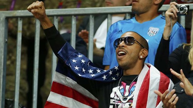 Cheering on his country ... Ludacris.