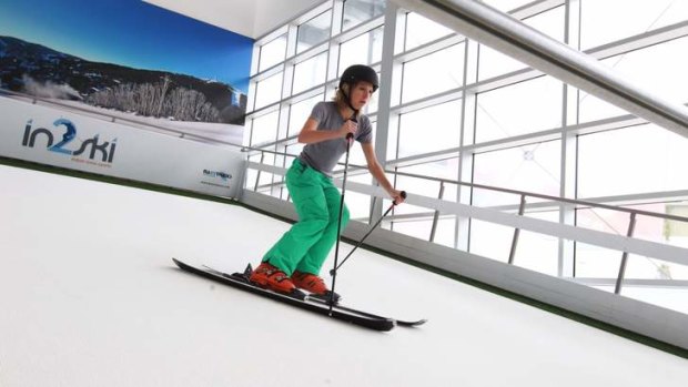 Indoor alpine: Daisy Dumas takes to the ''slopes'' at Alexandria's snow sports centre, which has had a Winter Olympics rush.