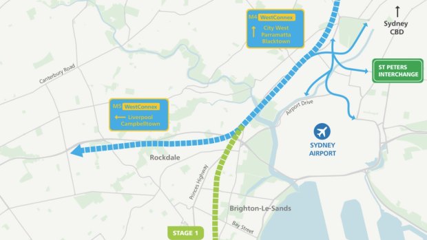 The first section of the F6 extension will link the WestConnex toll road at Arncliffe to President Avenue at Kogarah in Sydney's south.