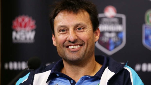 Started off well: Laurie Daley's was all smiles after game one of the 2013 State of Origin series.