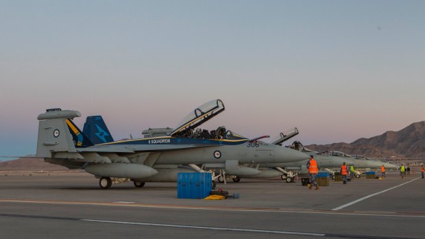 EA-18G Growlers from Number 6 Squadron arrive at Nellis Air Force Base, Nevada, for Exercise Red Flag 18-1.