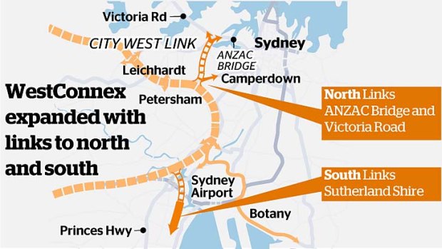 WestConnex expanded with links to north and south.
