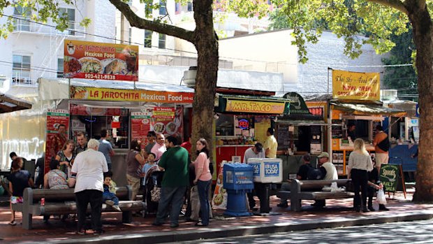 A food cart cluster.