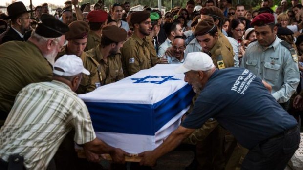 The funeral of Israeli soldier Jordan Bensimon in Ashkelon, Israel.