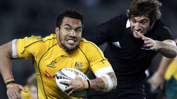 Nowhere to run ... Australia's Digby Ioane was one of the few Wallabies to emerge with pass marks from Saturday's Bledisloe Cup loss.
