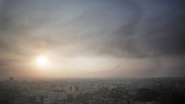 Smoke over Gaza on Tuesday morning after a night of Israeli strikes.