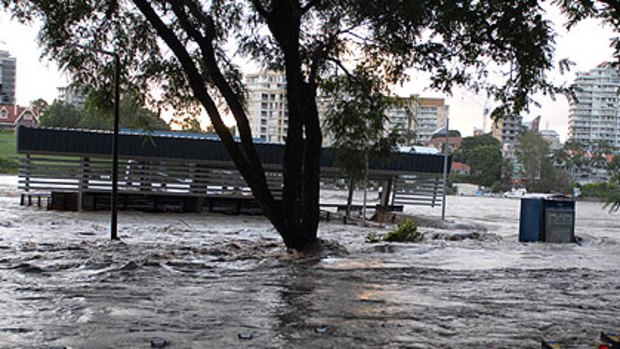 The New Farm Park CityCat terminal appears to have been destroyed by the floods. Photo: Robert Shakespeare