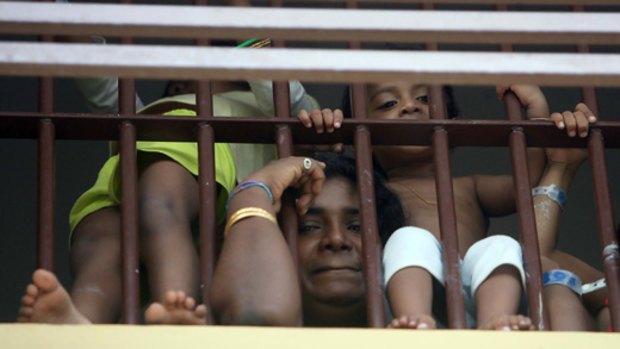 A mother and children at the immigration detention centre in Tanjung Pinang, Indonesia.