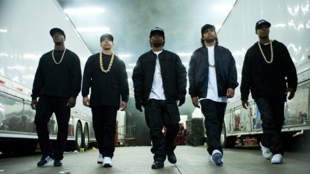 Straight up: A scene from <i>Straight Outta Compton</i>.