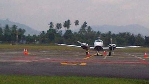 The Australian plane on the tarmac at Manado's Sam Ratulangi airport.