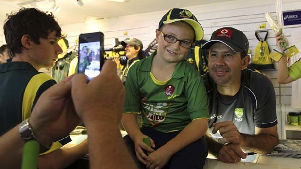 Extra duties &#8230; Ponting presses the flesh.