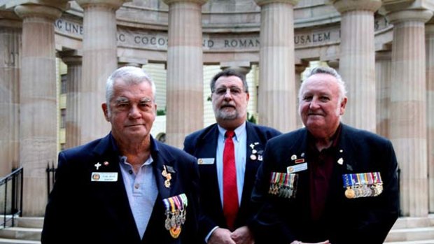 Deservedly honoured ... Vietnam War veterans Carl Boye, David Fiechtner and John Smith.