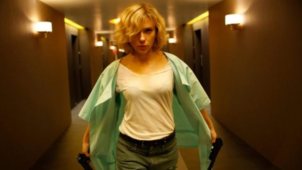 Scarlett Johansson in Luc Besson's action thriller <i>Lucy</i>.