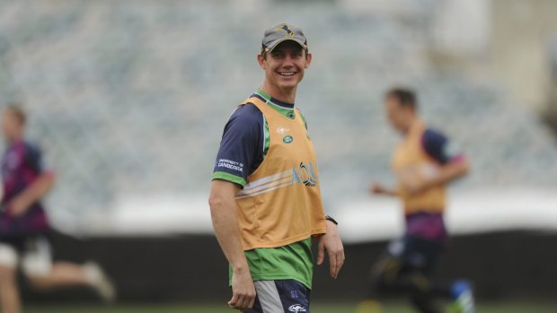 Brumbies coach Stephen Larkham relaxed at the training run.