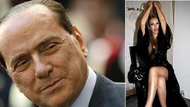 Silvio Berlusconi and  Patrizia D'Addario ... now between the sheets of a book.
