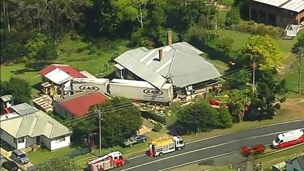 The house where the sleeping boy was killed when a B-double veered off the Pacific Highway.