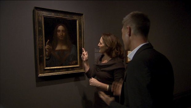 <i>Leonardo Live</i> features arts practitioners - such as actress Fiona Shaw, seen here discussing da Vinci's <i>Salvator Mundi</i> - interpreting and responding to the artist's works.