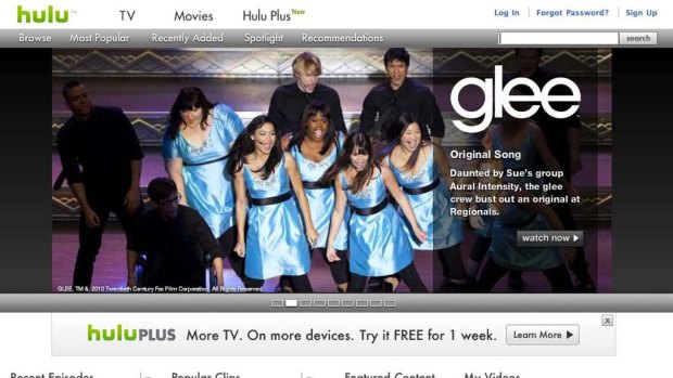 A grab from the Hulu home page.