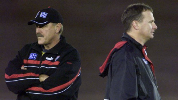 Malcolm Blight and Ken Hinkley coaching St Kilda in 2001.