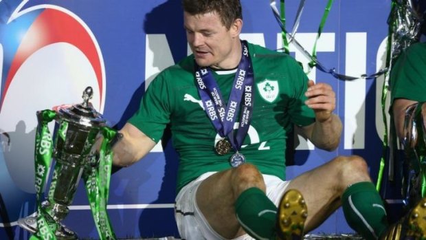 Exiting a winner: Brian O'Driscoll with the Six Nations trophy.