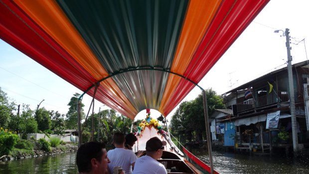 Tailboat in the Thonburi area on the west side of the Chao Phraya River.

