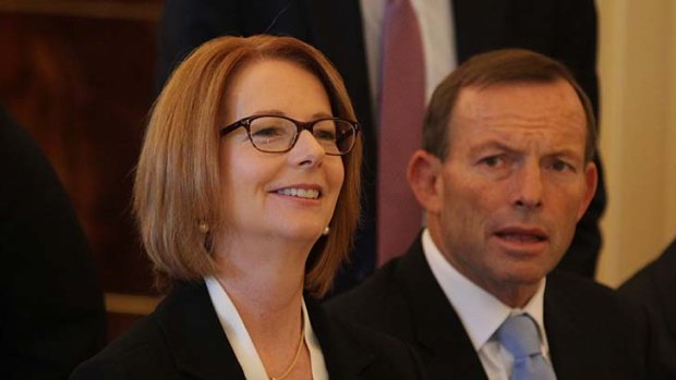 Level pegging: Julia Gillard and Tony Abbott both polled 46 per cent as preferred PM.