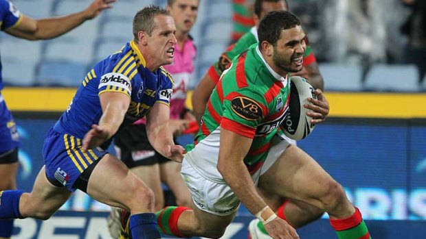 Greg Inglis scores a crucial try.