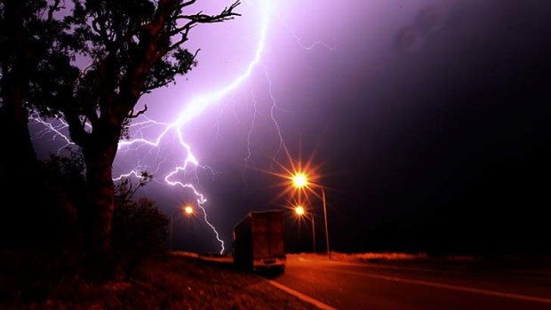 A storm moves through Goulburn, NSW.