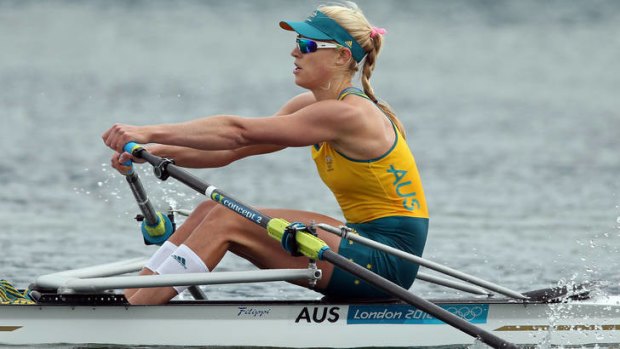 Australia's Kim Crow competes in the women's single sculls semi-finals. The final is tonight.