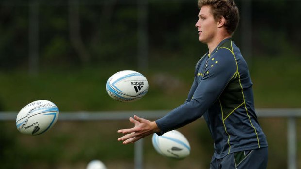 All action: Michael Hooper trains in Wellington.