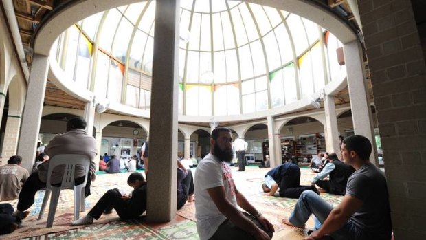 Muslims gather at the Preston Mosque.